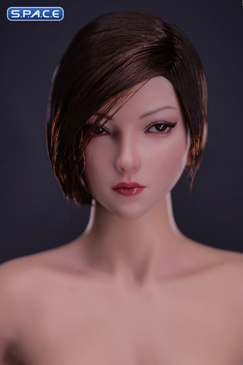 1/6 Scale Natsuki glancing sideways Head Sculpt (brown asymmetrical shag)