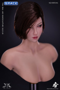 1/6 Scale Natsuki glancing sideways Head Sculpt (brown asymmetrical shag)